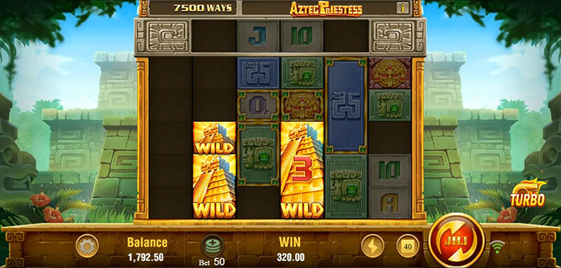 JILI Aztec Priestess Slot - Wild Symbol 1x1 to 1x4