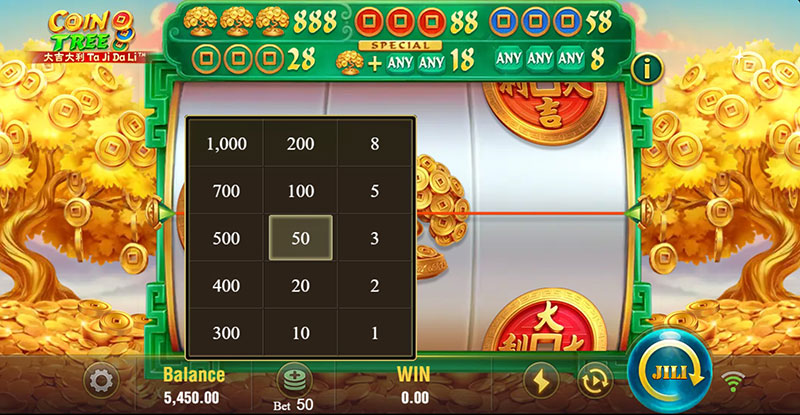 JILI Coin Tree Slot - Betting Option
