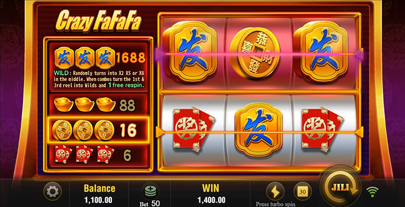 JILI Crazy FaFaFa Slot - Copper Coins Winning Combinations