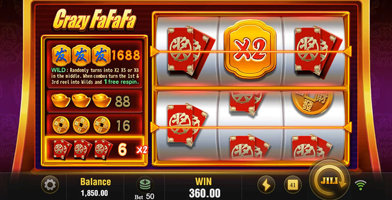 JILI Crazy FaFaFa Slot - FA Symbol x2