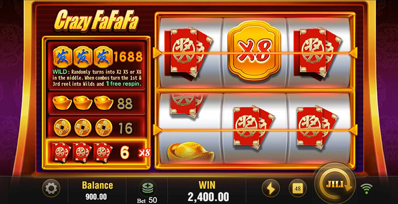 JILI Crazy FaFaFa Slot - FA Symbol x8