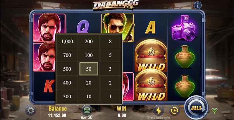 JILI Dabanggg Slot - Betting Option