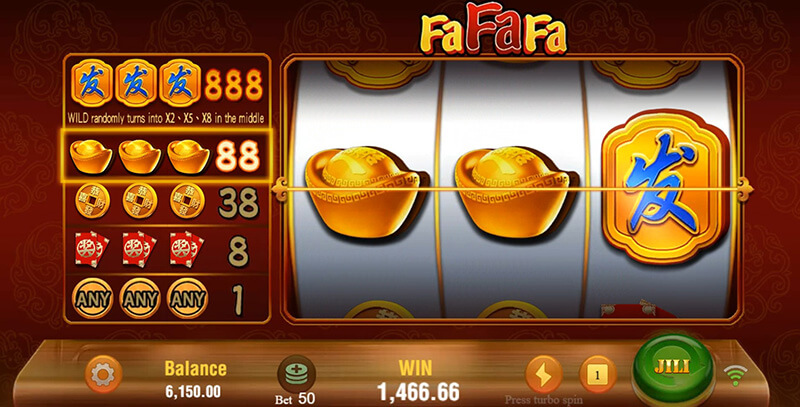 JILI FaFaFa Slot - Gold Ingot Winning Combinations 88x