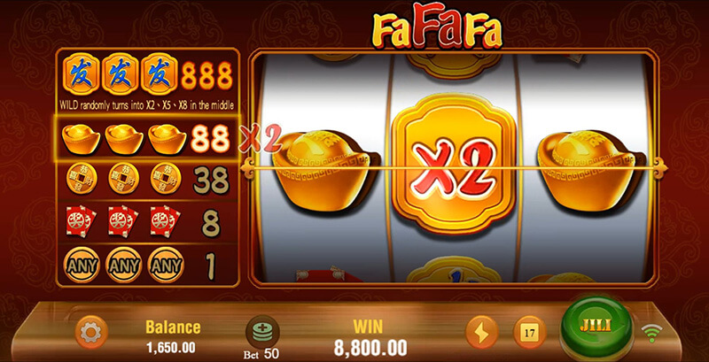 JILI FaFaFa Slot - FA Symbol Turn Into x2 Multipliers