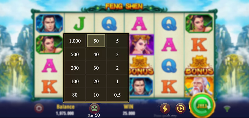 JILI Feng Shen Slot - Betting Option, Auto Spin, Turbo Spin