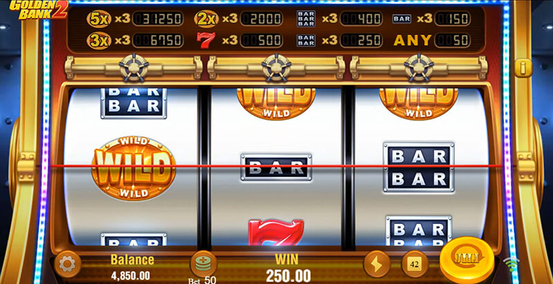 JILI Golden Bank 2 Slot - Wild Symbol and Multipliers x2, x3 or x5 at Random