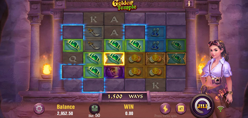 JILI Golden Temple Slot - Cascading Reels Feature