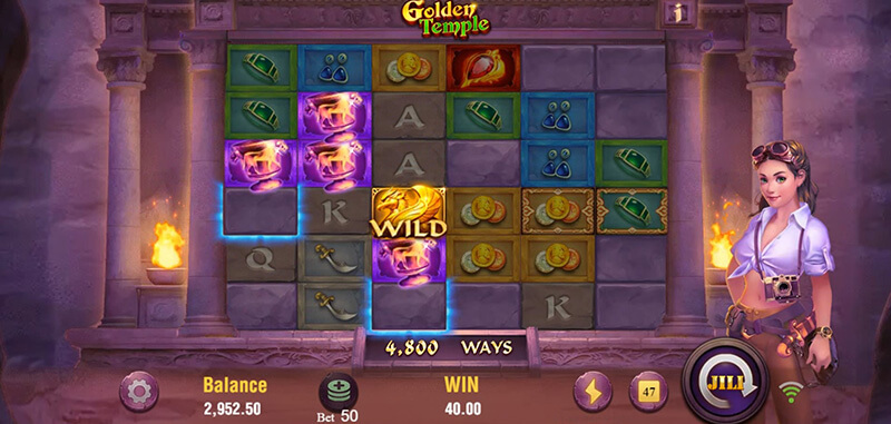 JILI Golden Temple Slot - Cascading Reels Feature