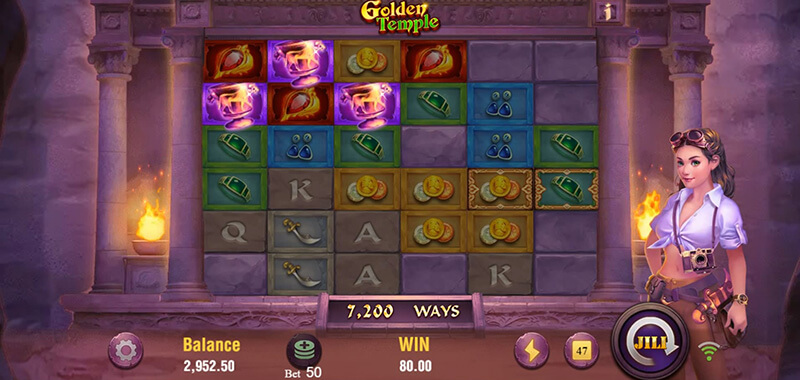JILI Golden Temple Slot - Cascading Reels Feature