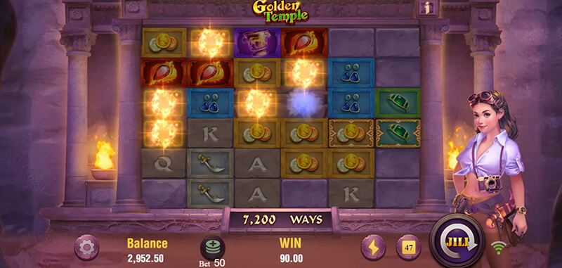 JILI Golden Temple Slot - Cascading Reels Feature