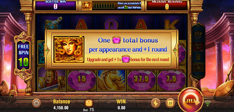 JILI Medusa Slot - Free Spins Mode Extra Bet Feature