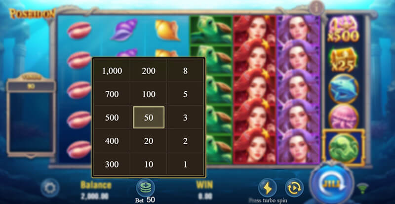 JILI Poseidon Slot -  Betting Option, Auto Spin, Turbo Spin