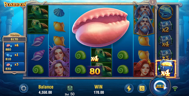 JILI Poseidon Slot - Shark Symbol Effect Mega Symbol