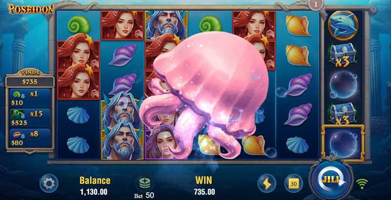 JILI Poseidon Slot - Jellyfish Symbol Effect