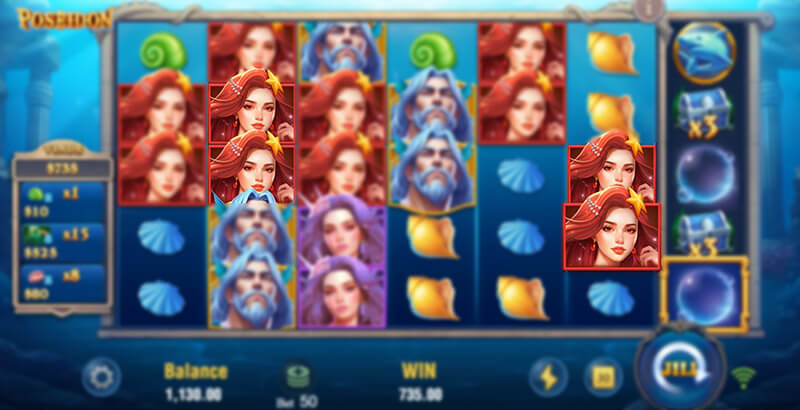 JILI Poseidon Slot - Jellyfish Symbol Effect Randomly Chosen Symbol to High-Paying Symbol