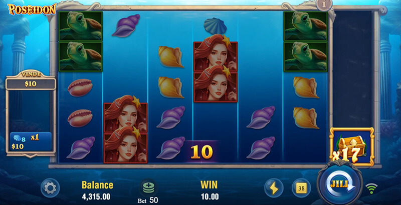 JILI Poseidon Slot - Octopus Symbol Effect Accumulate All Multipliers