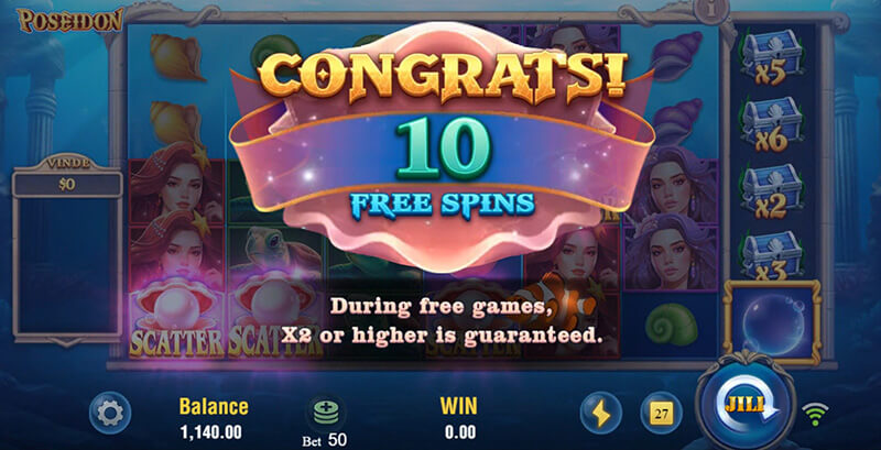 JILI Poseidon Slot - 10 Free Spins
