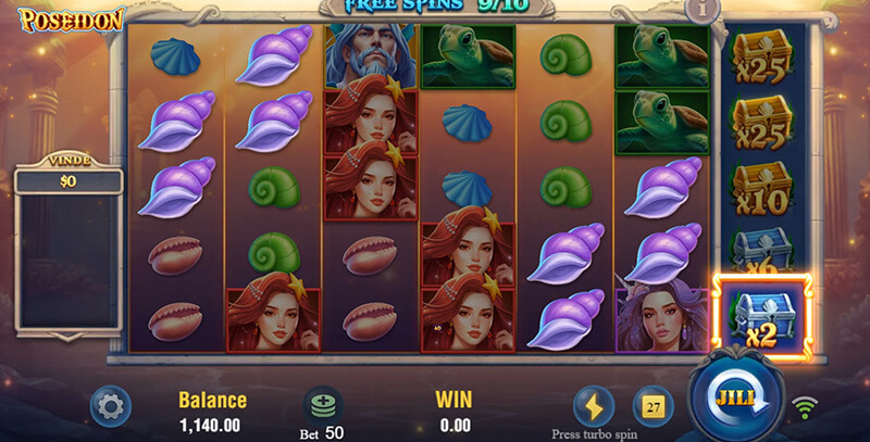 JILI Poseidon Slot - At Least x2 Multiplier of the Treasure Chest Symbol
