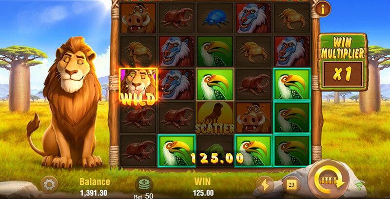 JILI Safari Mystery Slot - Mystery Symbol Nudges Down One Grid Position