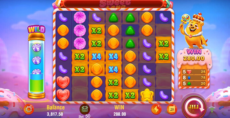 JILI Sweet Land Slot - Multiplier Spots Starts At x2 And Doubles